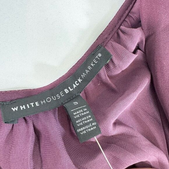 WHBM Midi Dress Womens Small Purple Satin Sleeveless Tiered Flowy Party New - Picture 6 of 11